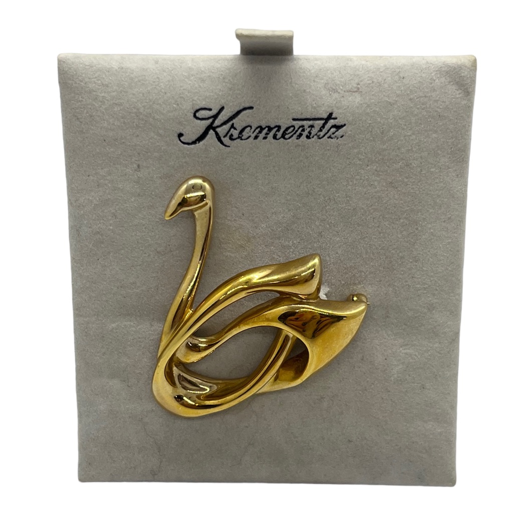 Krementz Vintage Brooch Swan Retro Collectible Pin Costume Jewelry Gold Tone 39$
